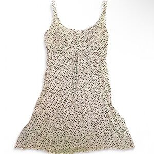 Brandy Melville White & Navy Floral Dress with Drawstring